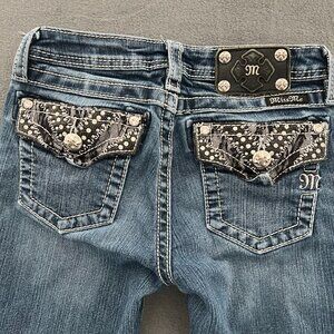 Miss Me Girls Denim Bootcut Jeans Sz 14 JK7061b womens 24 x 28